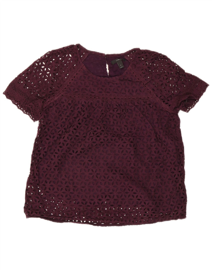 J. CREW Ženska bluza Top US 8 srednje ljubičasta cvjetna pamuk
