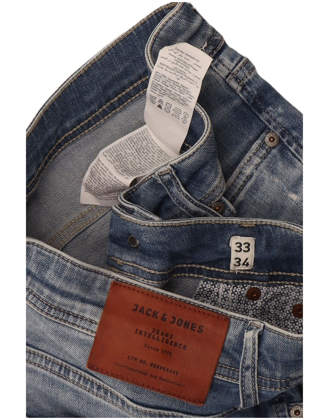 Muške uske traperice Jack & Jones W33 L34 Plavi pamuk