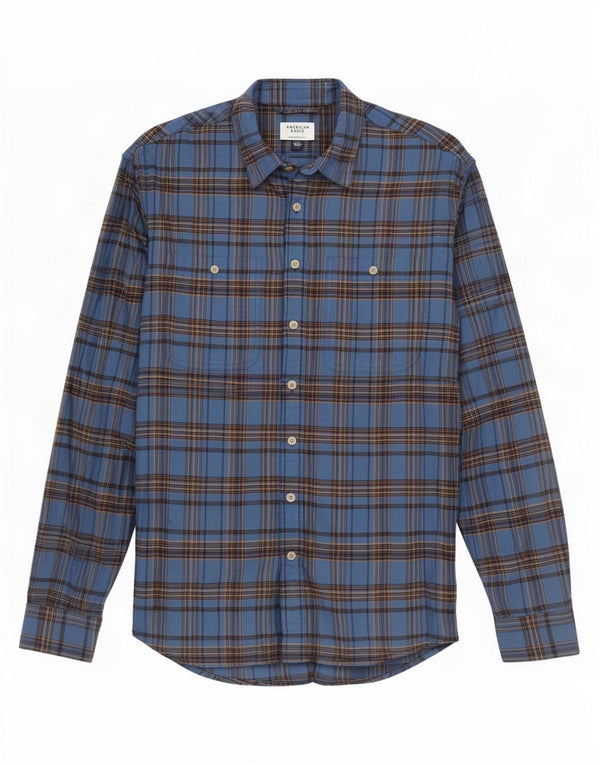 American Eagle muška flanelska košulja opuštenog kroja, veliki plavi karirani pamuk