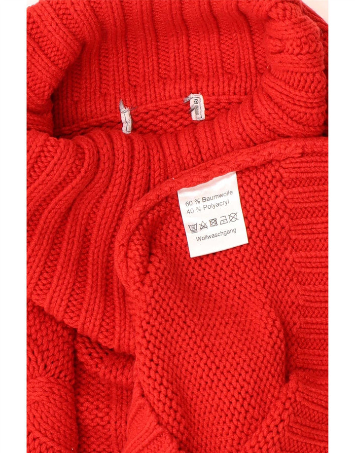 Vintage ženski pulover s rol izrezom UK 12 srednje crvene vune