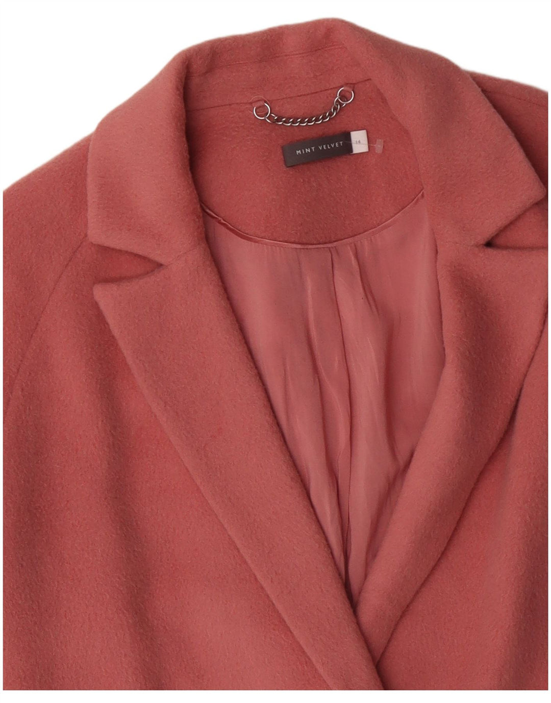 MINT VELVET Ženski preveliki otvoreni kaput UK 14 Velika ružičasta vuna