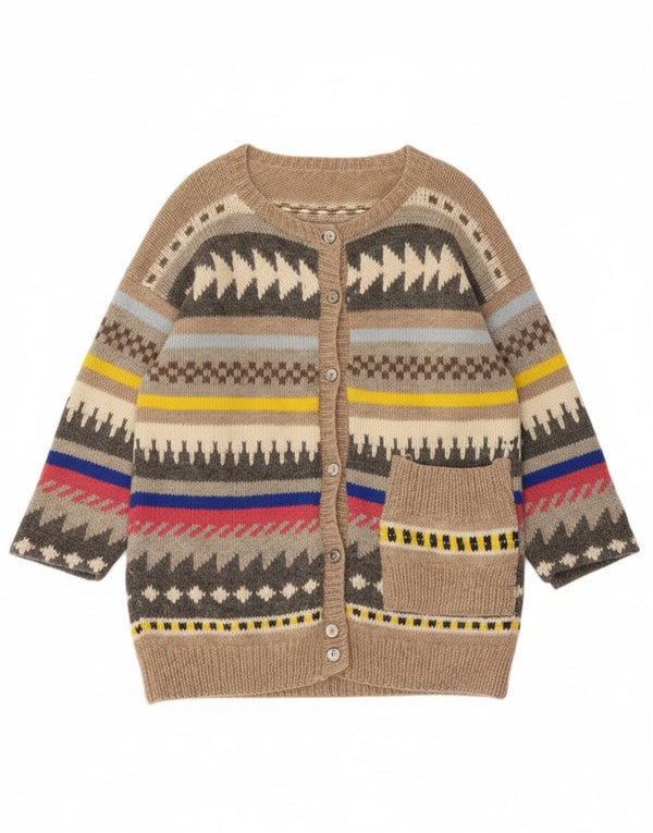 Vintage ženski kardigan džemper UK 14 Veliki sivi geometrijski