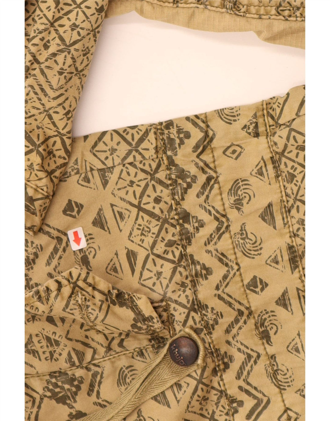 KHUJO ženska jakna parka s kapuljačom UK 16 Large Beige Geometric Cotton