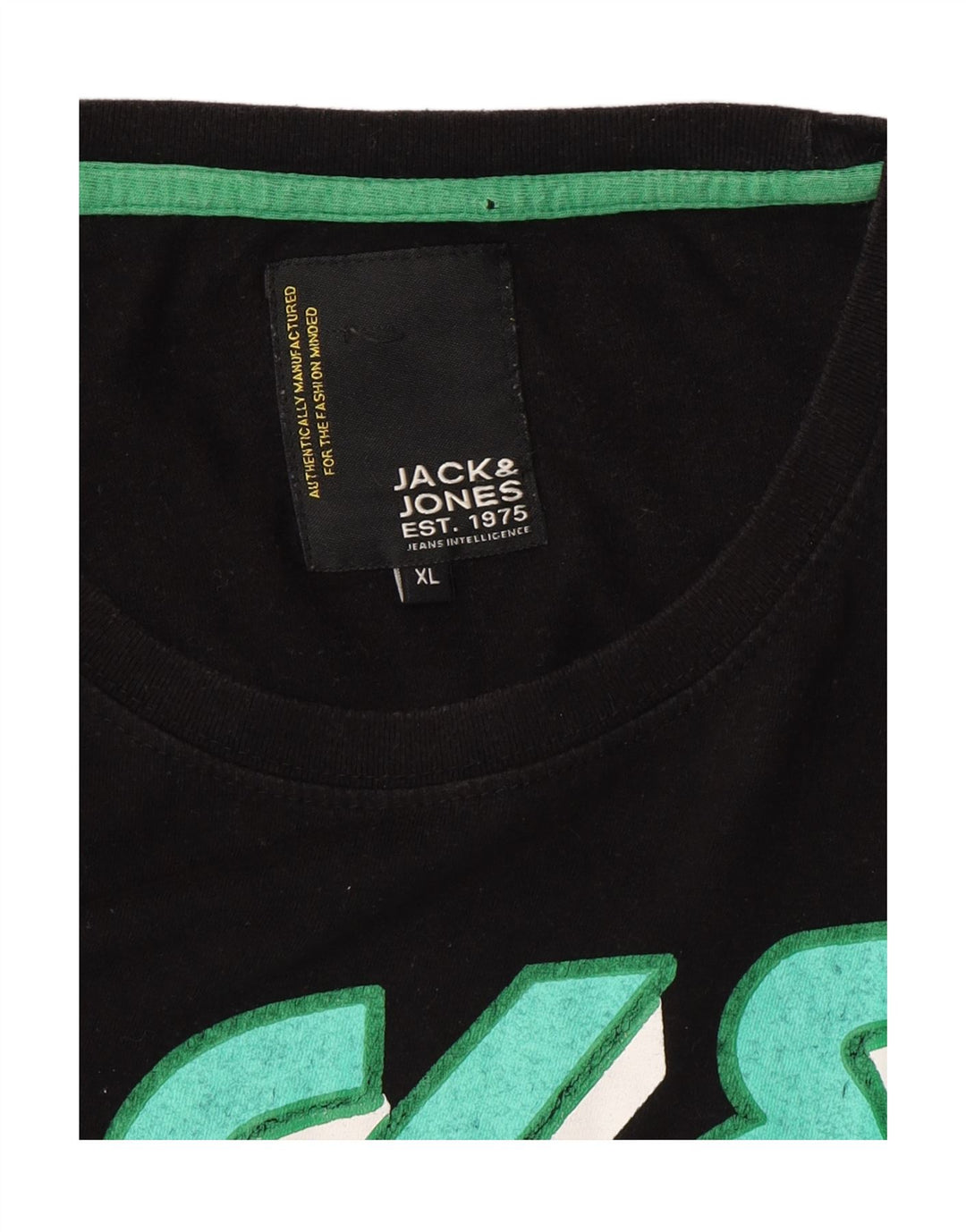 JACK & JONES Mens Graphic T-Shirt Top XL Black