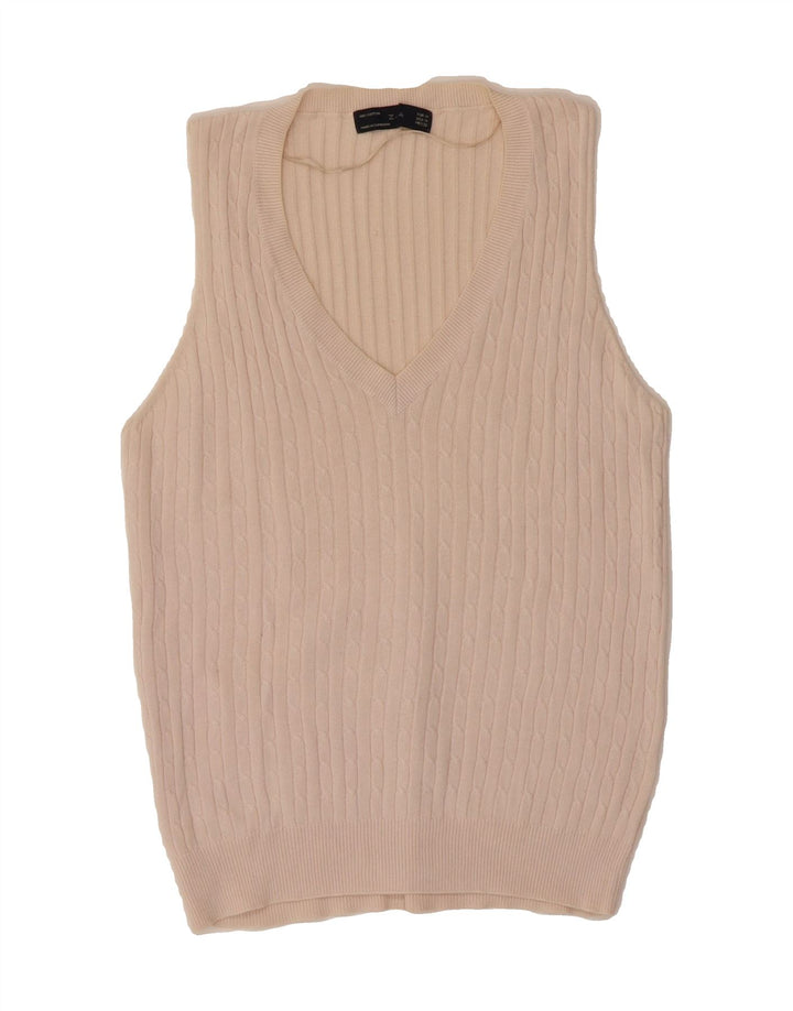ZARA Womens Vest Tank Top UK 12 Medium White Cotton Vintage Zara and Second-Hand Zara from Messina Hembry 