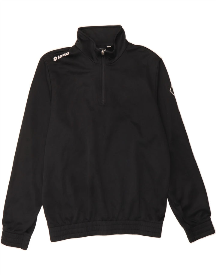LOTTO Mens Graphic Zip Neck Pullover Tracksuit Top Medium Black Polyester Vintage Lotto and Second-Hand Lotto from Messina Hembry 