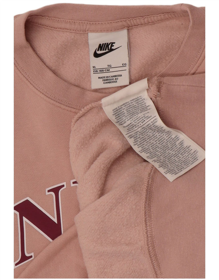 NIKE Girls Oversized Graphic Sweatshirt Džemper 13-14 Years XL Pink Pamuk