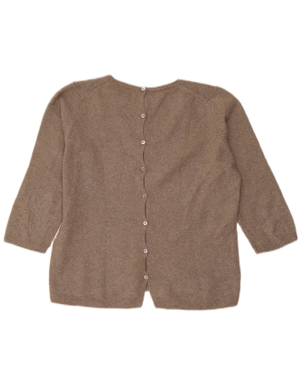 Massimo Dutti Ženska pulover s 3/4 rukavima s V-izrezom UK 14 Srednje smeđa