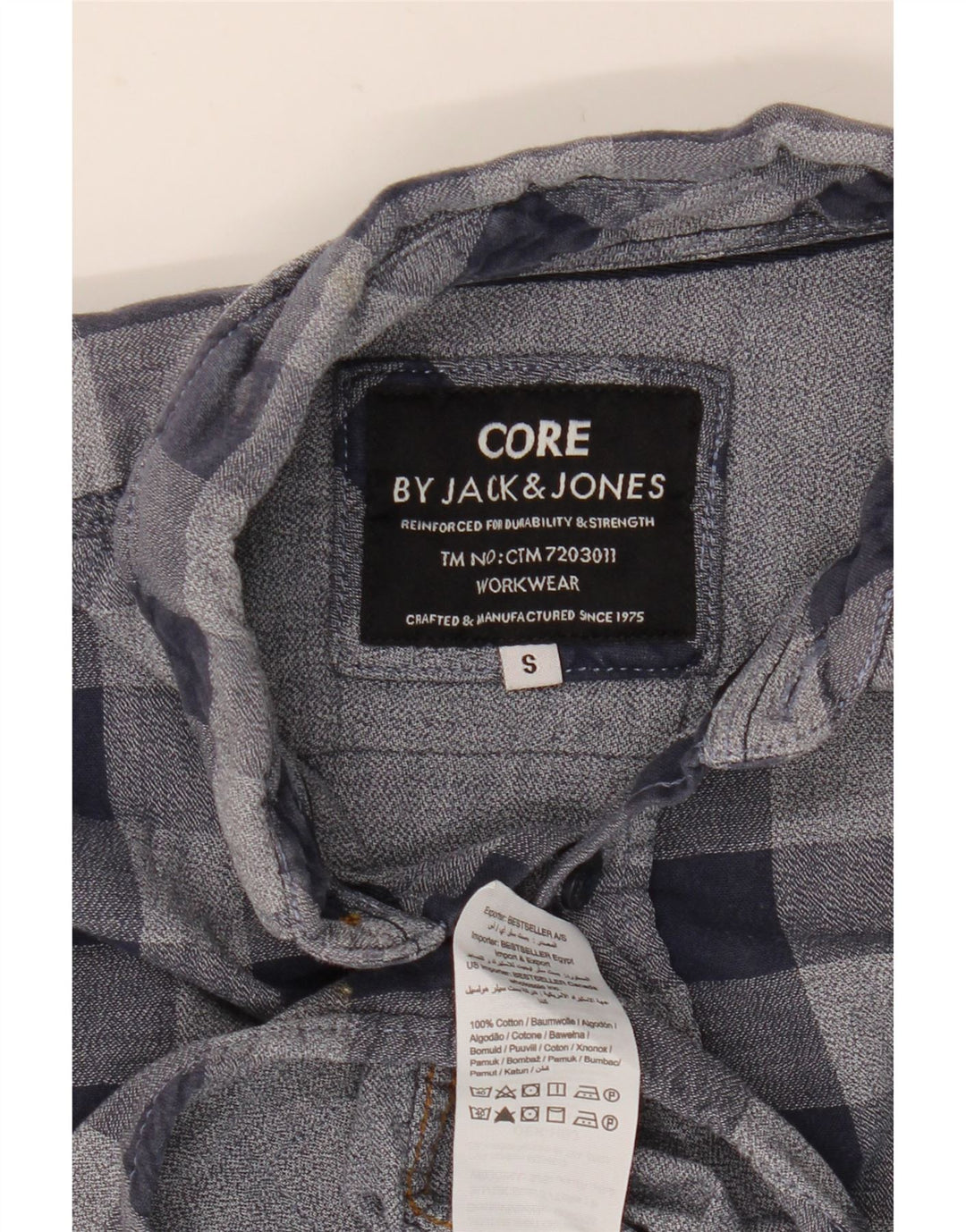 JACK & JONES Muška košulja od flanela mala tamnoplava karirana pamuk