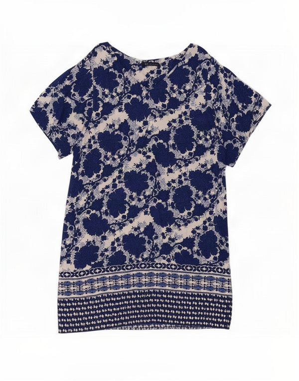 Marks & Spencer Womens Shift Dress UK 16 Large Navy Blue Floral Viscose