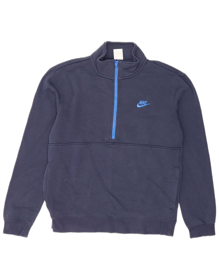 Nike muška majica s izrezom s patentnim zatvaračem srednje tamnoplavi pamuk