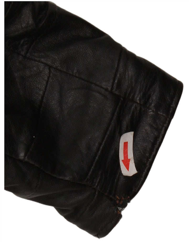 Vintage ženska bomber kožna jakna UK 12 srednje crna koža
