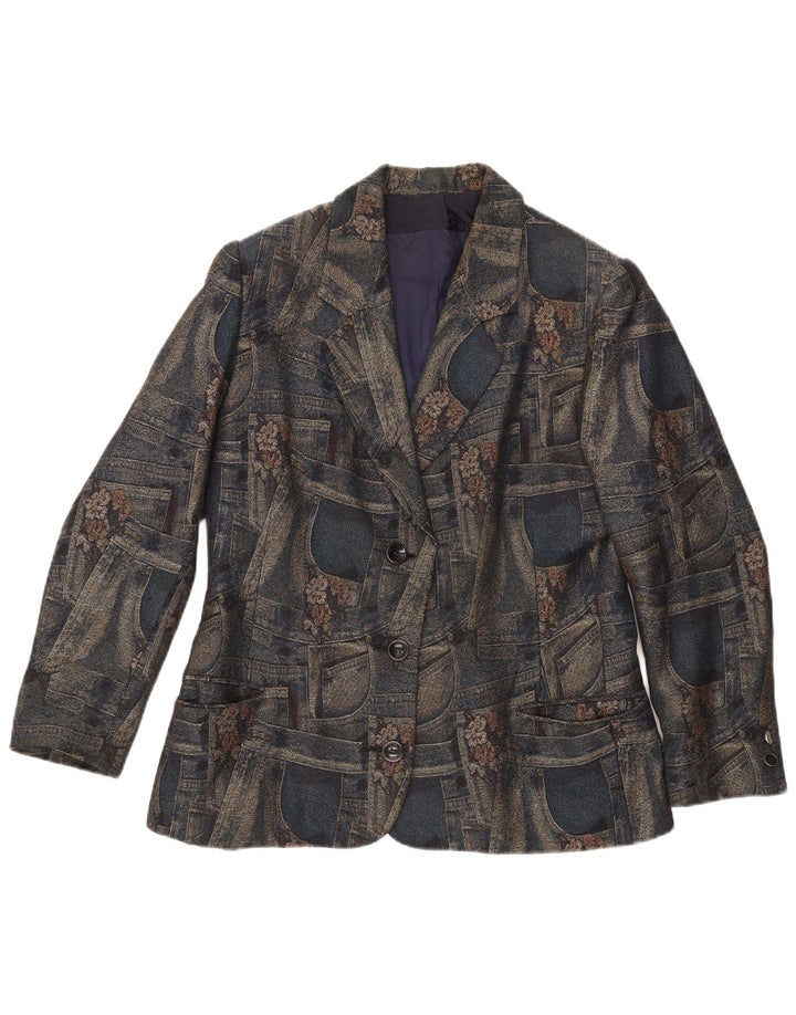 Carnet Ženska jakna sa 3 gumba UK 14 Srednja tamnoplava cvjetna