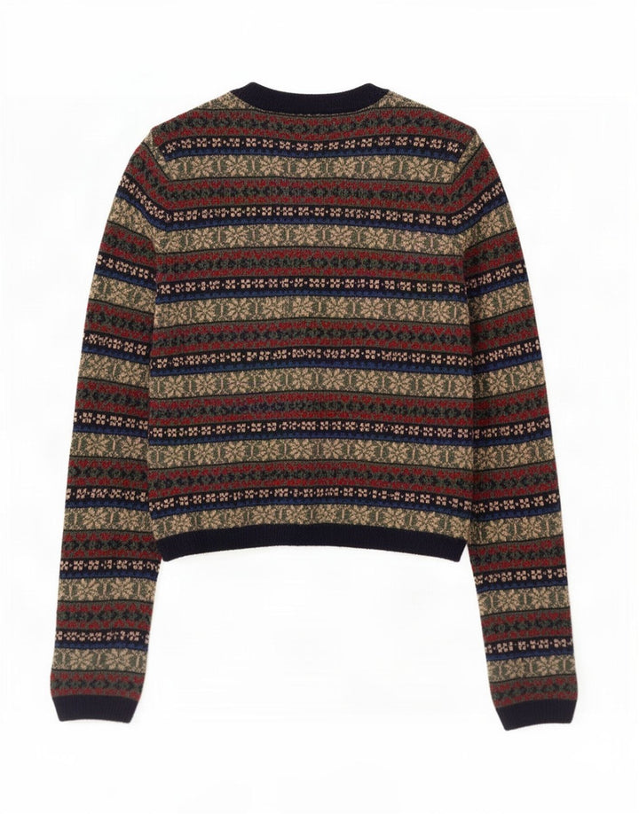 Zara ženski kardigan pulover UK 10 Mali višebojni Fair Isle poliamid
