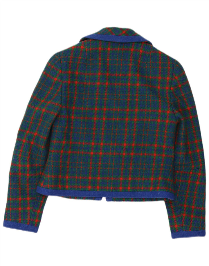 Vintage ženski sako jakna UK 10 Mali zeleni karirani retro