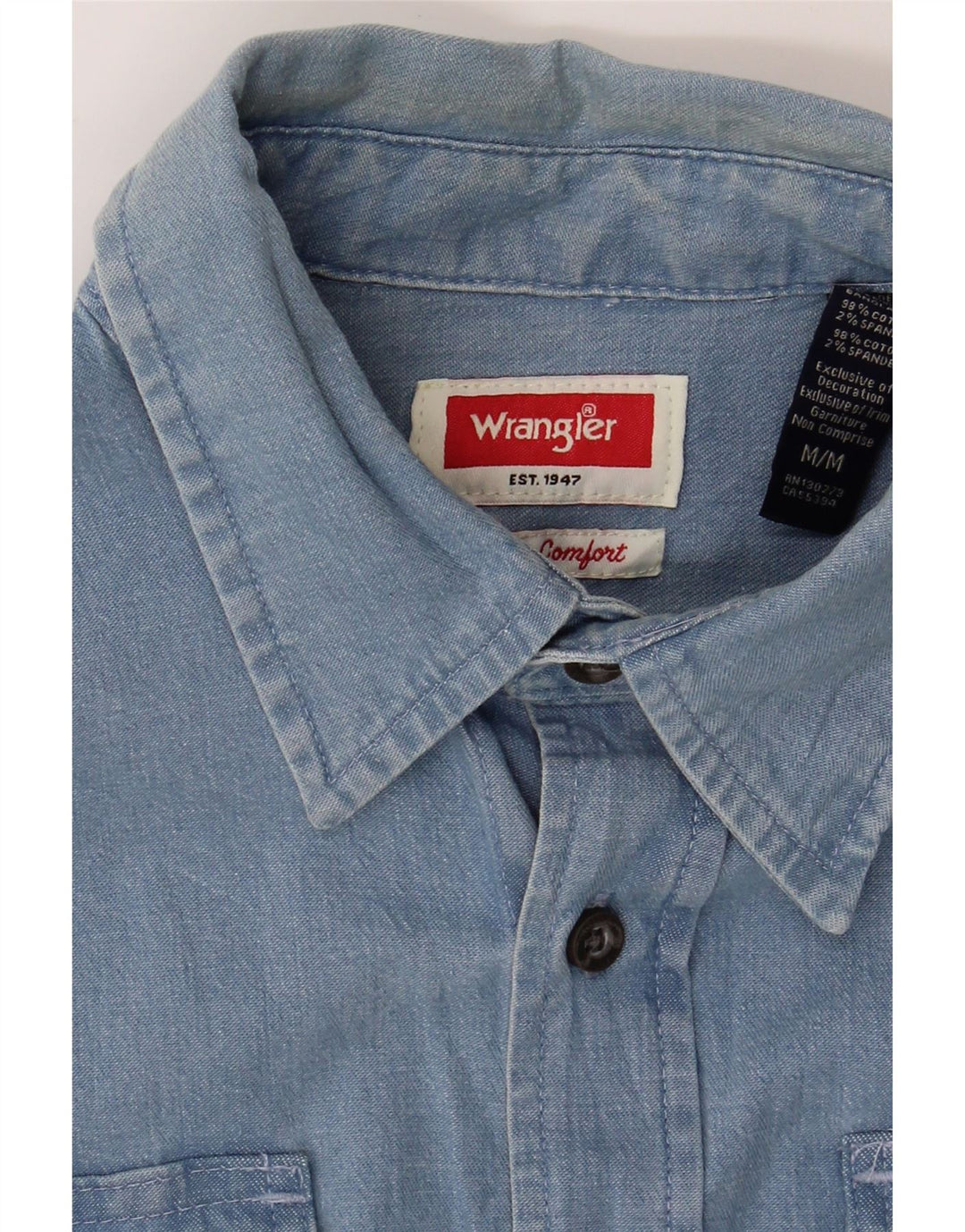 WRANGLER Mens Denim Shirt Medium Blue Vintage Wrangler and Second-Hand Wrangler from Messina Hembry 