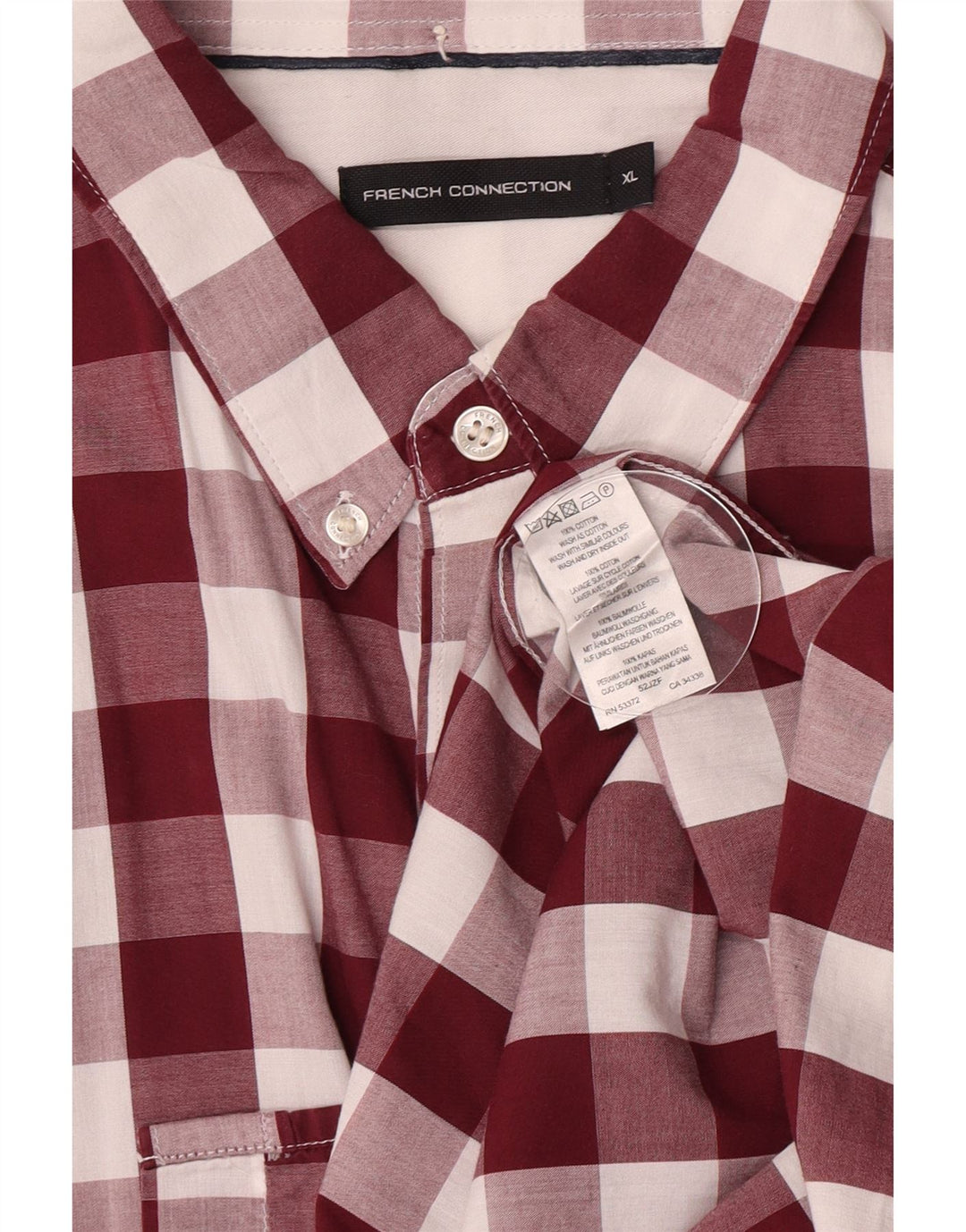 French Connection muška košulja XL bordo gingham pamuk
