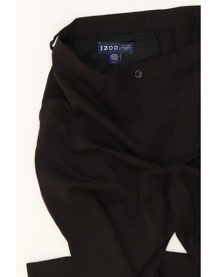 IZOD Mens Straight Chino Trousers W38 L32 Black Polyester Vintage Izod and Second-Hand Izod from Messina Hembry 