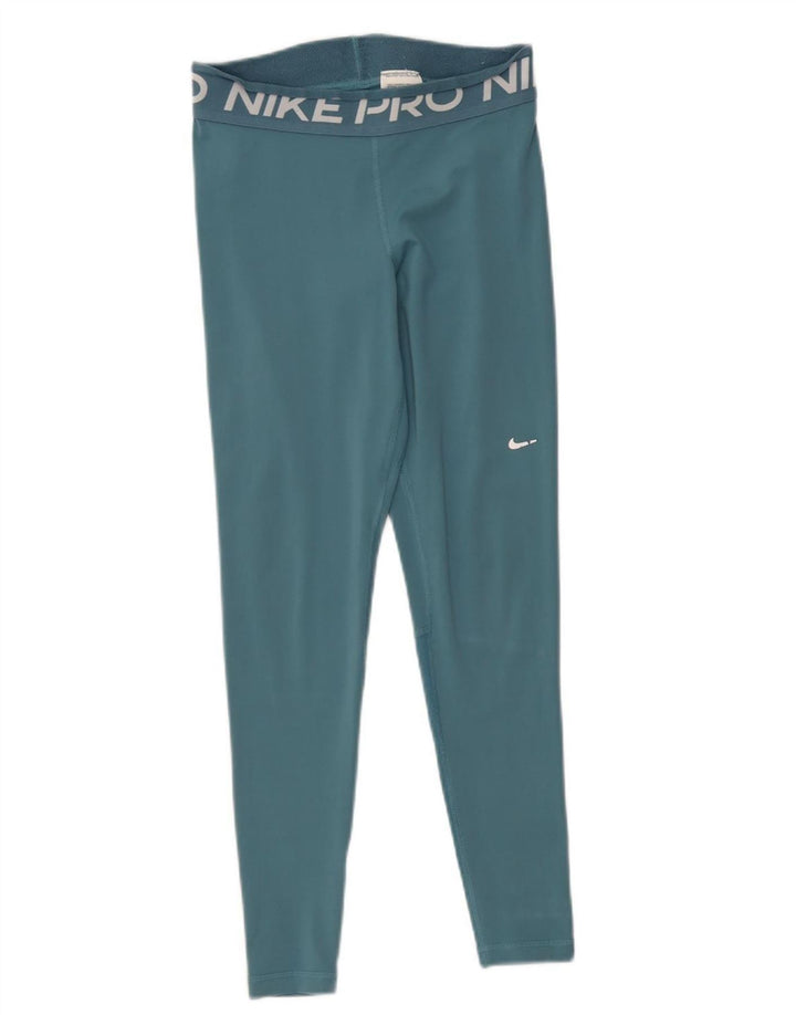 Nike Ženske Dri Fit grafičke tajice UK 12 srednje tirkizne boje od poliestera
