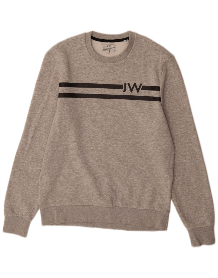 JACK WILLS Muška majica s grafičkim motivima, mali sivi pamuk