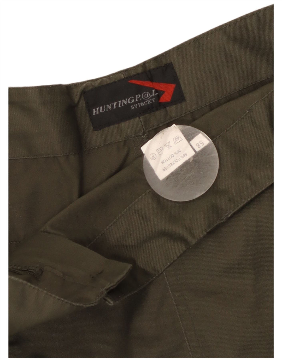 Vintage muške ravne kargo hlače IT 58 4XL W40 L31 kaki poliester