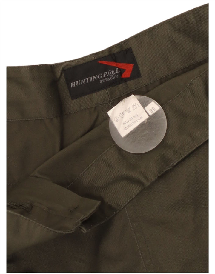 Vintage muške ravne kargo hlače IT 58 4XL W40 L31 kaki poliester