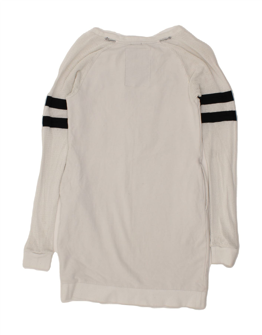 SUPERDRY Womens Longline Graphic Sweatshirt Jumper UK 10 Small White Vintage Superdry and Second-Hand Superdry from Messina Hembry 