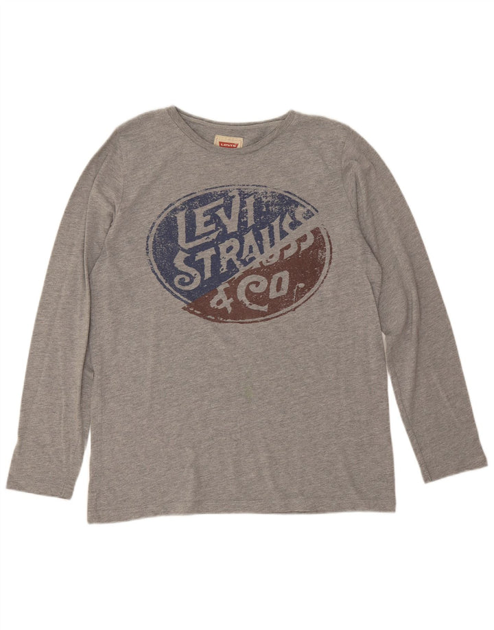 Levi's Boys majica dugih rukava s grafikama, 15-16 godina, sivi pamuk