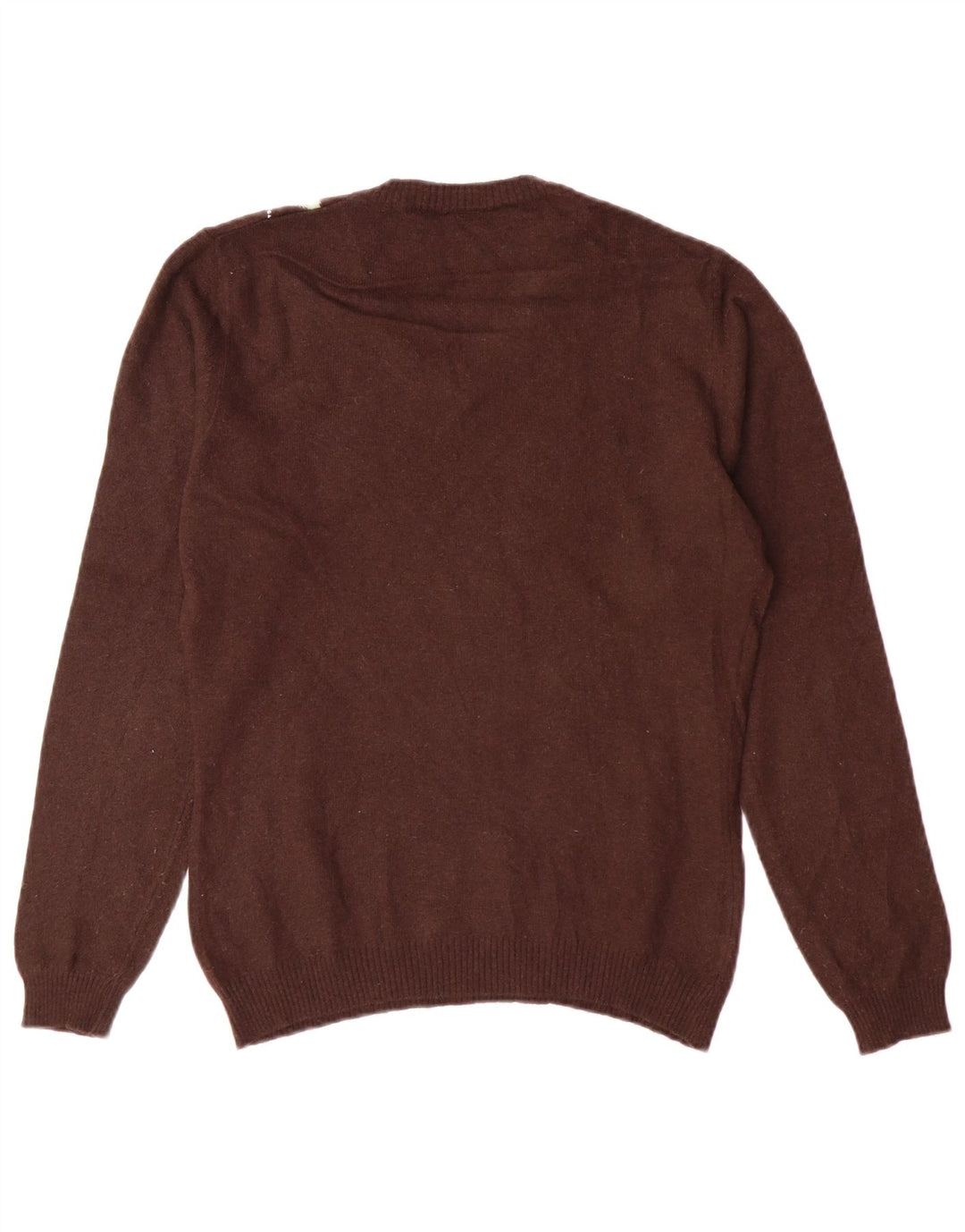 VINTAGE ženski džemper s V-izrezom UK 12 Srednje smeđi Argyle/Diamond