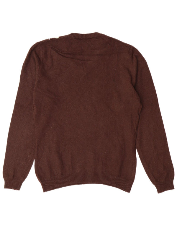 VINTAGE ženski džemper s V-izrezom UK 12 Srednje smeđi Argyle/Diamond