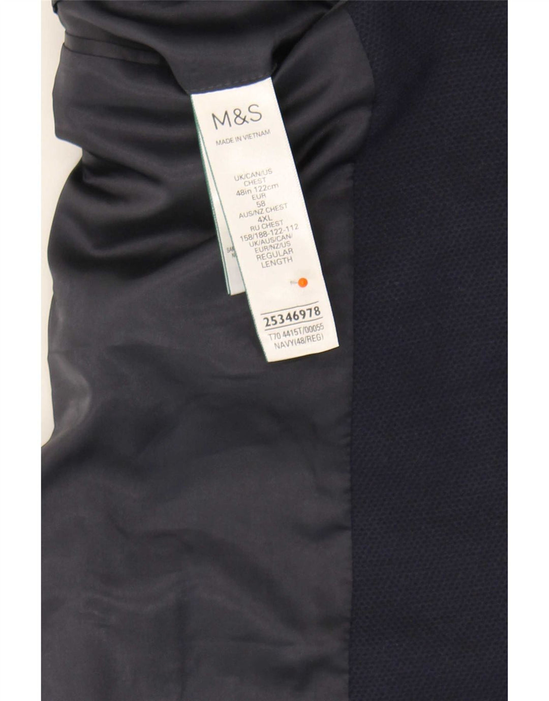 Marks & Spencer muška jakna sa 2 gumba UK 48 4XL tamnoplavi poliamid