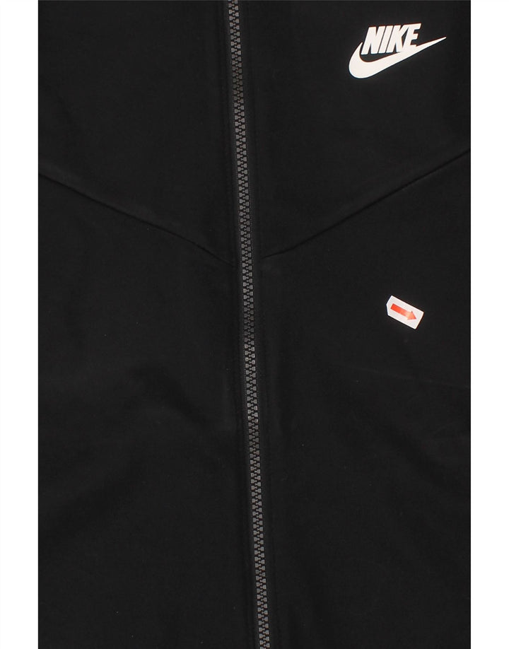 NIKE Boys Graphic Tracksuit Top Jacket 12-13 Years Large Black Polyester