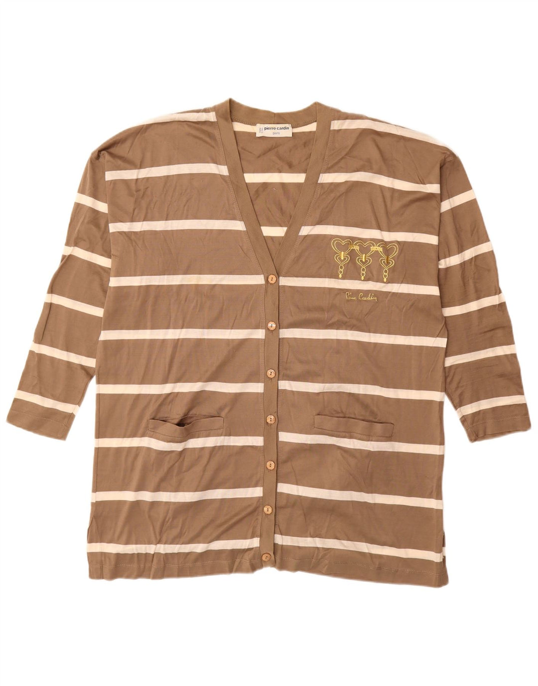 PIERRE CARDIN Ženski dugi kardigan džemper IT 44 Srednje smeđe na pruge
