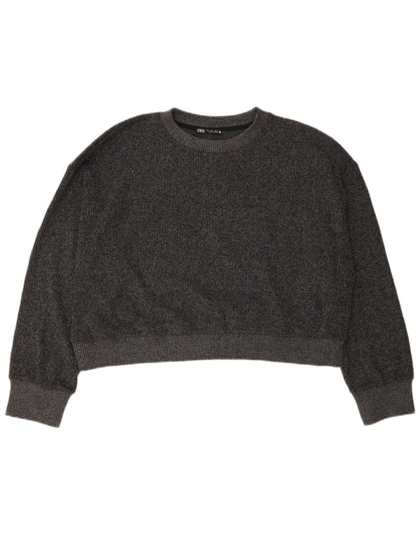 Zara ženski kratki pulover s okruglim izrezom UK 16 Large Grey