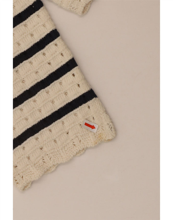 MARKS & SPENCER Womens Boat Neck Jumper Sweater UK 14 Medium White Striped