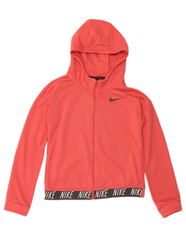 Nike Girls Dri Fit Graphic Zip Hoodie pulover 13-14 Years Pink Colourblock