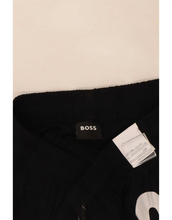Male crne poliamidne muške kratke hlače za kupanje Hugo Boss s grafičkim motivima