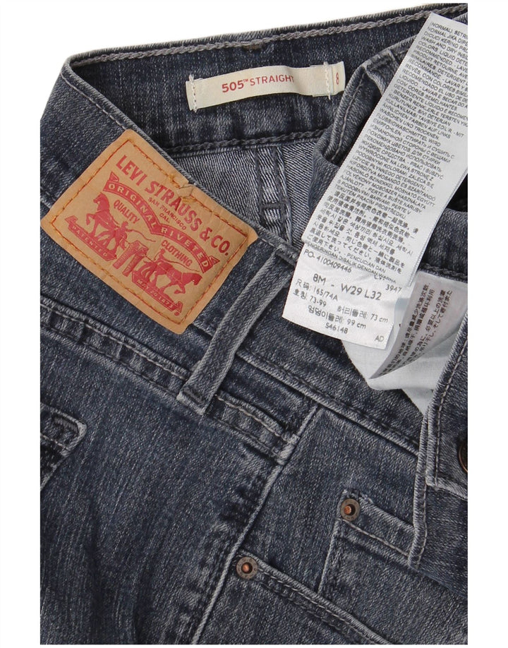 LEVI'S ženske 505 ravne traperice US 8 Srednje W29 L32 tamnoplavi pamuk