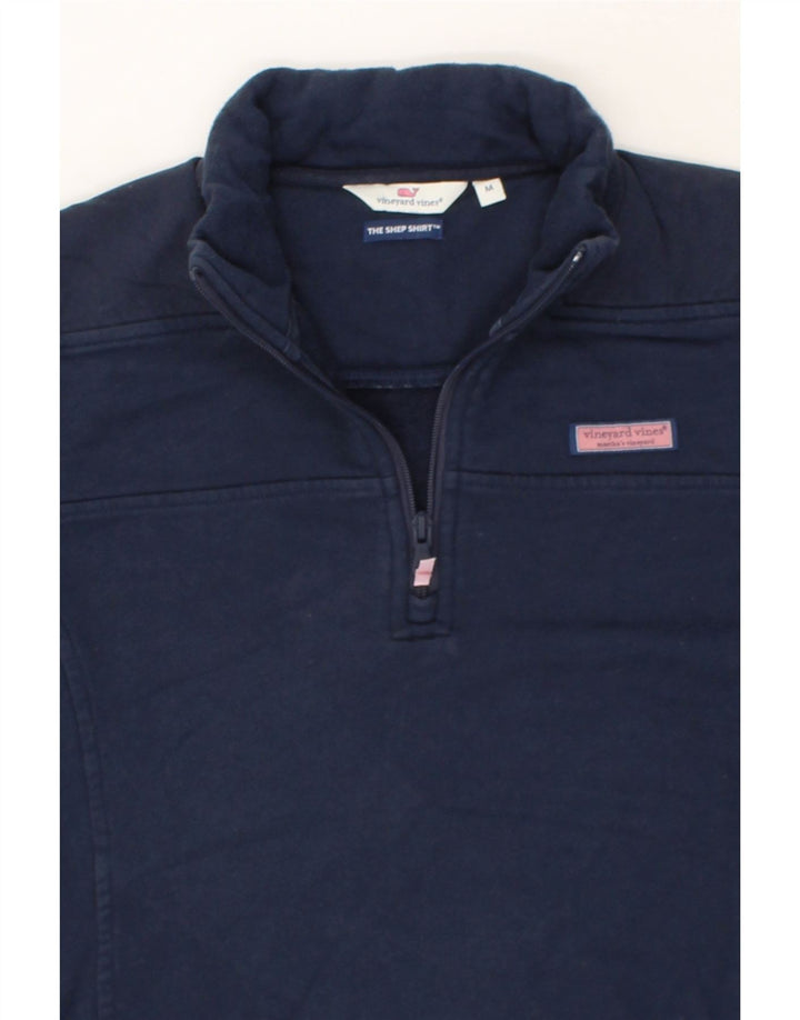 VINEYARD VINES Womens Zip Neck Sweatshirt Jumper UK 14 Medium Navy Blue Vintage Vineyard Vines and Second-Hand Vineyard Vines from Messina Hembry 