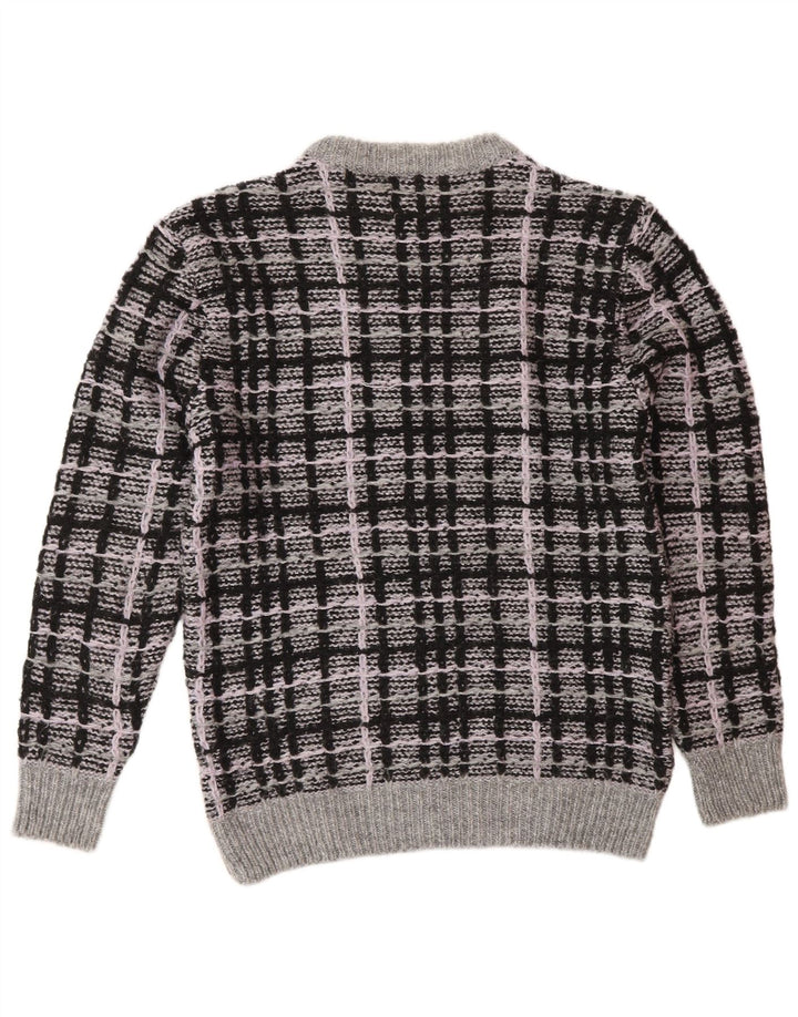 Zara muški džemper s okruglim izrezom srednje sivi karirani akril