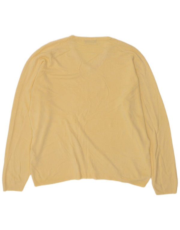 Marks & Spencer muški pulover s autogramom V-izreza, veliki žuti akril