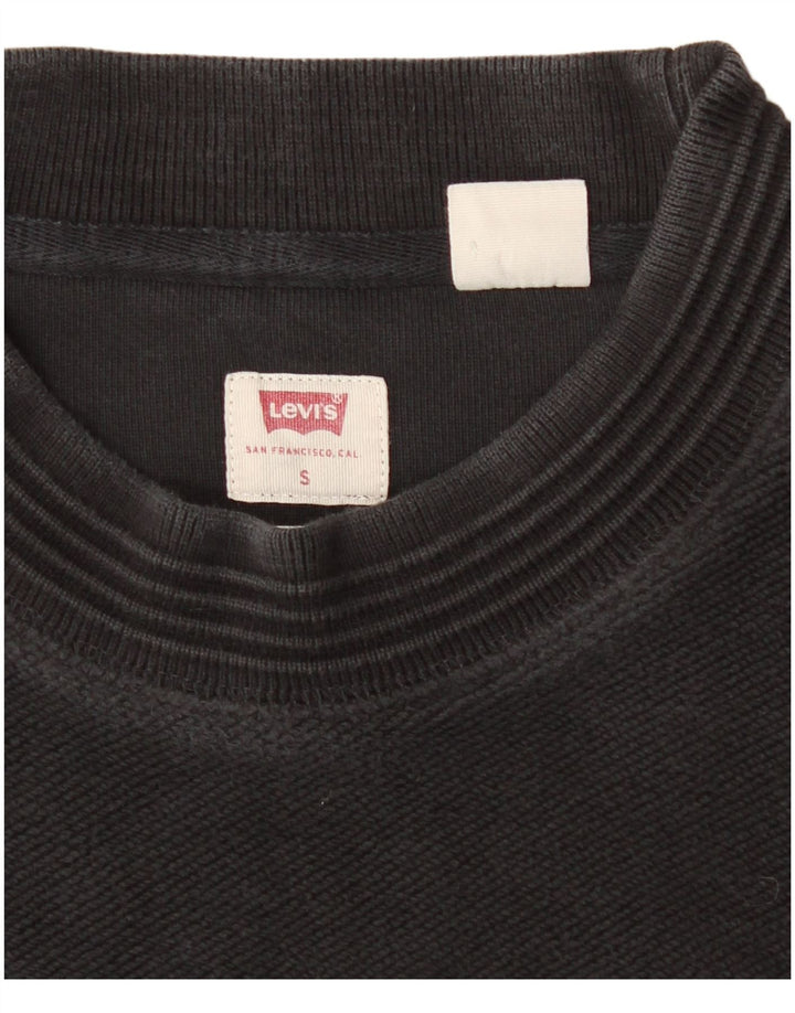 LEVI'S Womens Oversized Crop Sweatshirt Jumper UK 10 Small Black