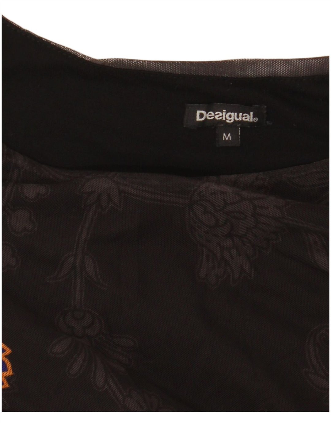 DESIGUAL ženski gornji dio bluze dugih rukava UK 12 srednje crne cvjetne boje