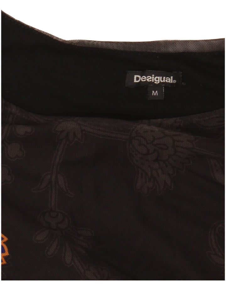 DESIGUAL ženski gornji dio bluze dugih rukava UK 12 srednje crne cvjetne boje