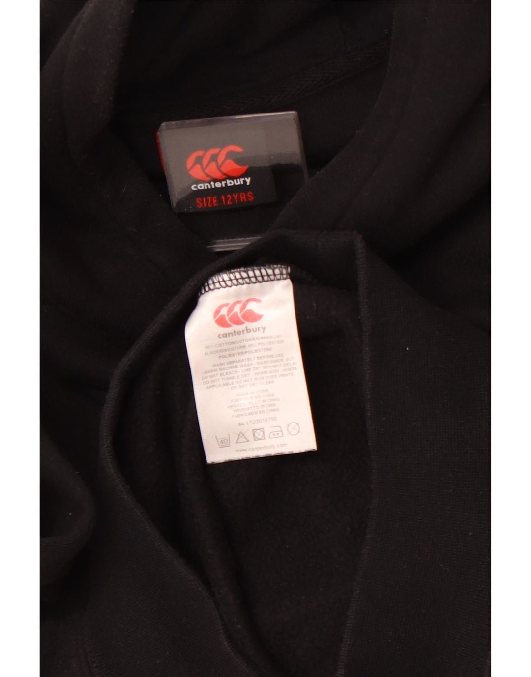CANTERBURY Džemper s kapuljačom za dječake 11-12 godina, crni pamuk