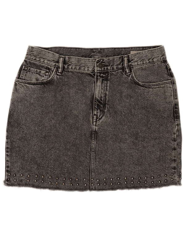 Svi sveti Ženska mini traper suknja UK 14 Large W32 Sivi pamuk