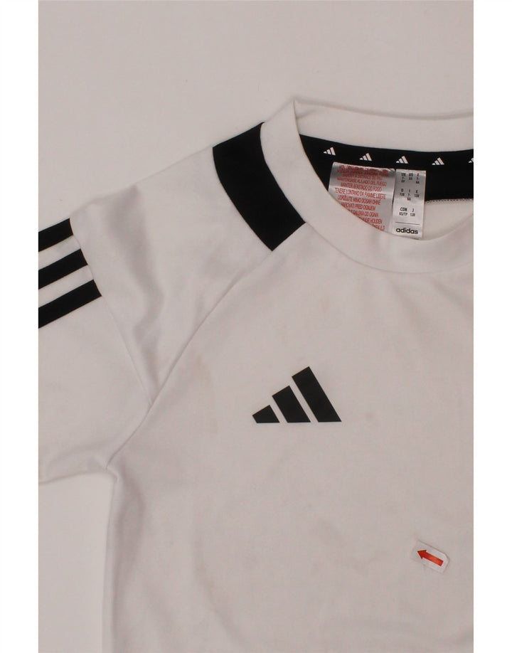 ADIDAS Boys Aeroready T-Shirt Top 7-8 Years Bijeli Colourblock Poliester