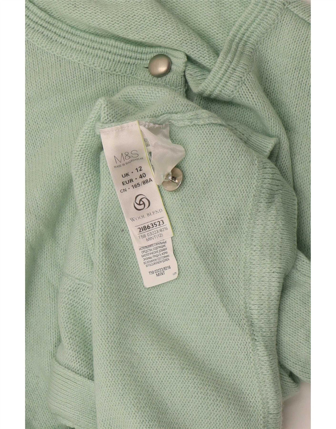 Marks & Spencer ženski kardigan pulover UK 12 Srednje zeleni akril