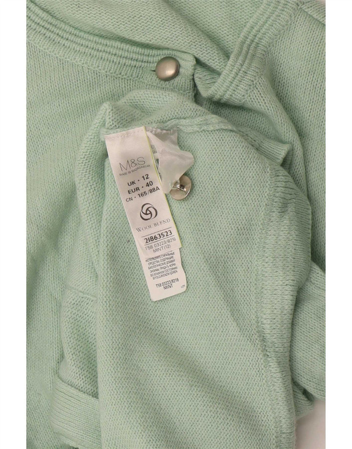 Marks & Spencer ženski kardigan pulover UK 12 Srednje zeleni akril