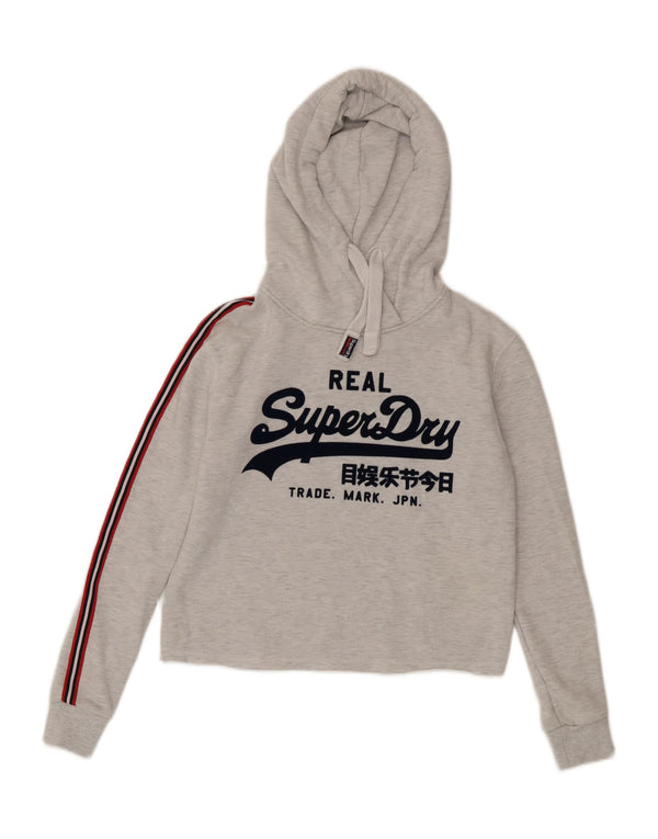 Superdry ženski kratki grafički džemper s kapuljačom UK 6 XS sivi pamuk